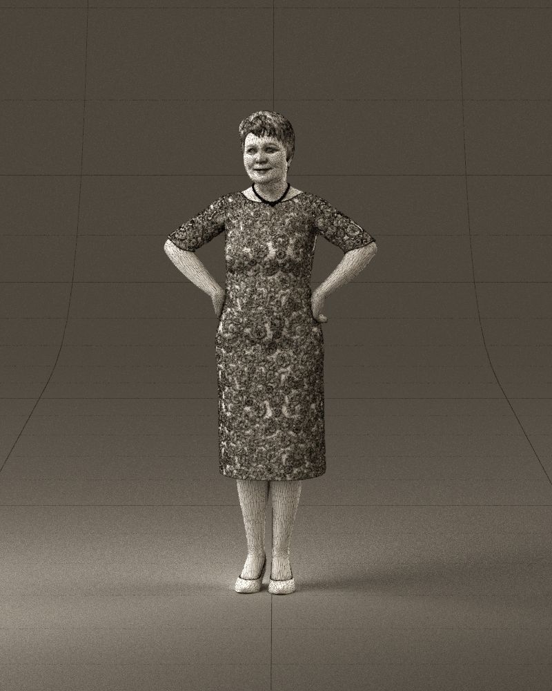 001015 woman in green pattern dress 3D Print Ready 3D print model_35