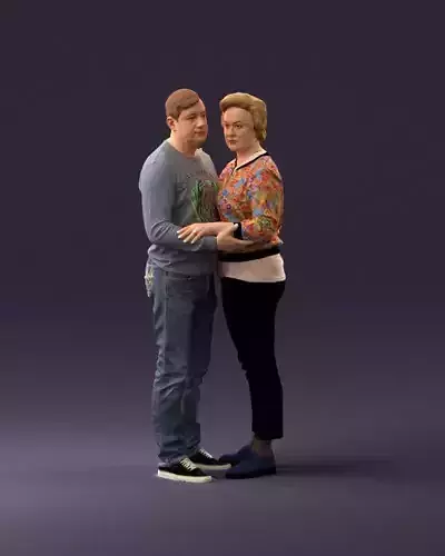 001016 man in gray top holding hands blonde woman