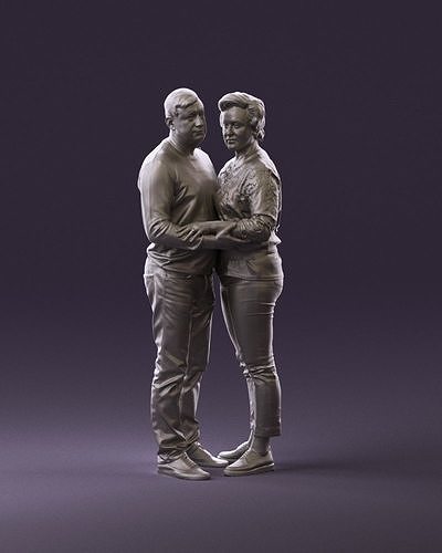 001016 man in gray top holding hands blonde woman 3D Print Ready 3D print model