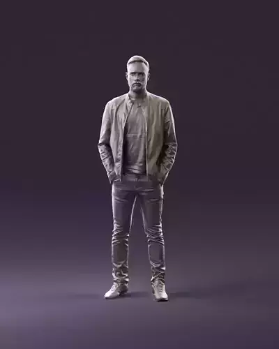 001017 beard man in camo jacket hands in pockets 3D Print Ready 3D print model