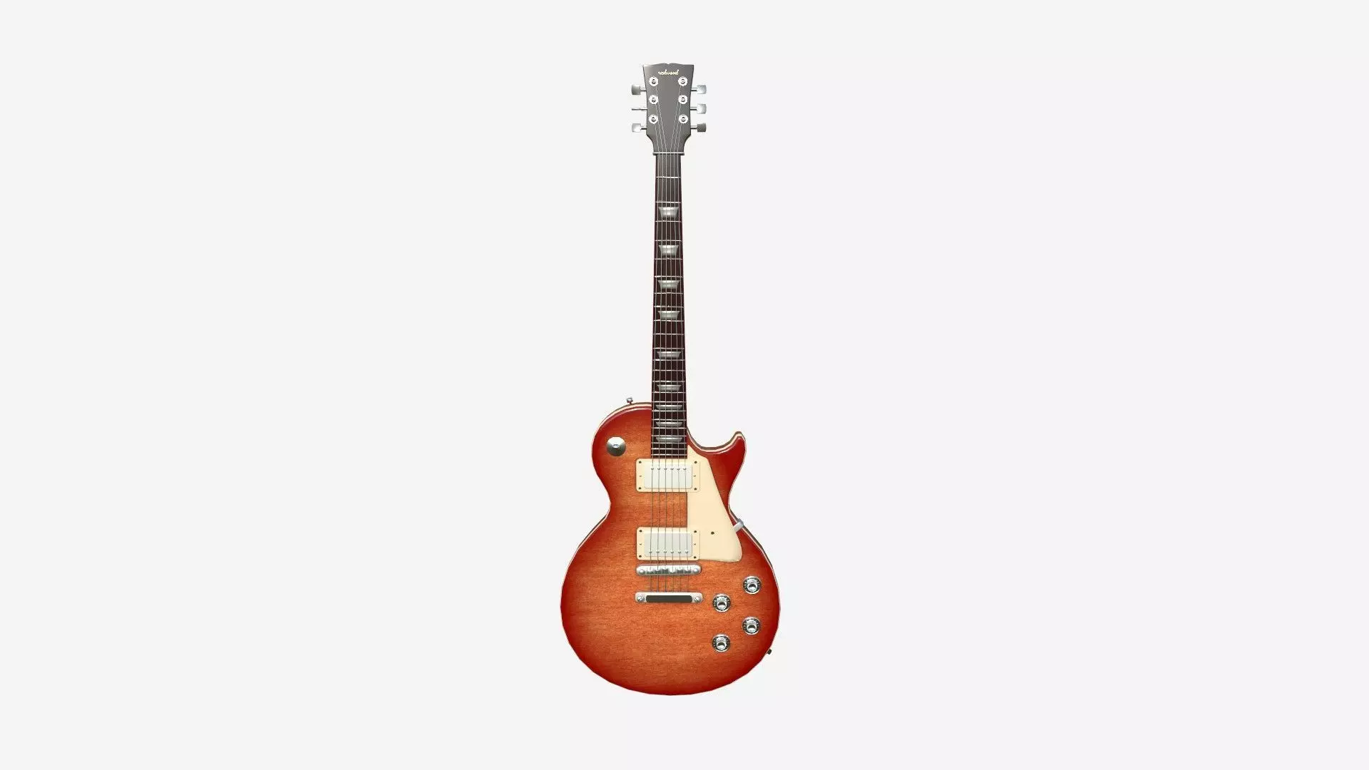 Electric Guitar C02 Red Wood - Music Instrument Design Low-poly 3D model_0