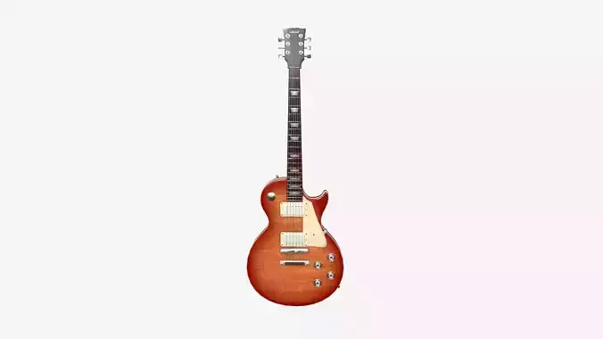 Electric Guitar C02 Red Wood - Music Instrument Design Low-poly 3D model