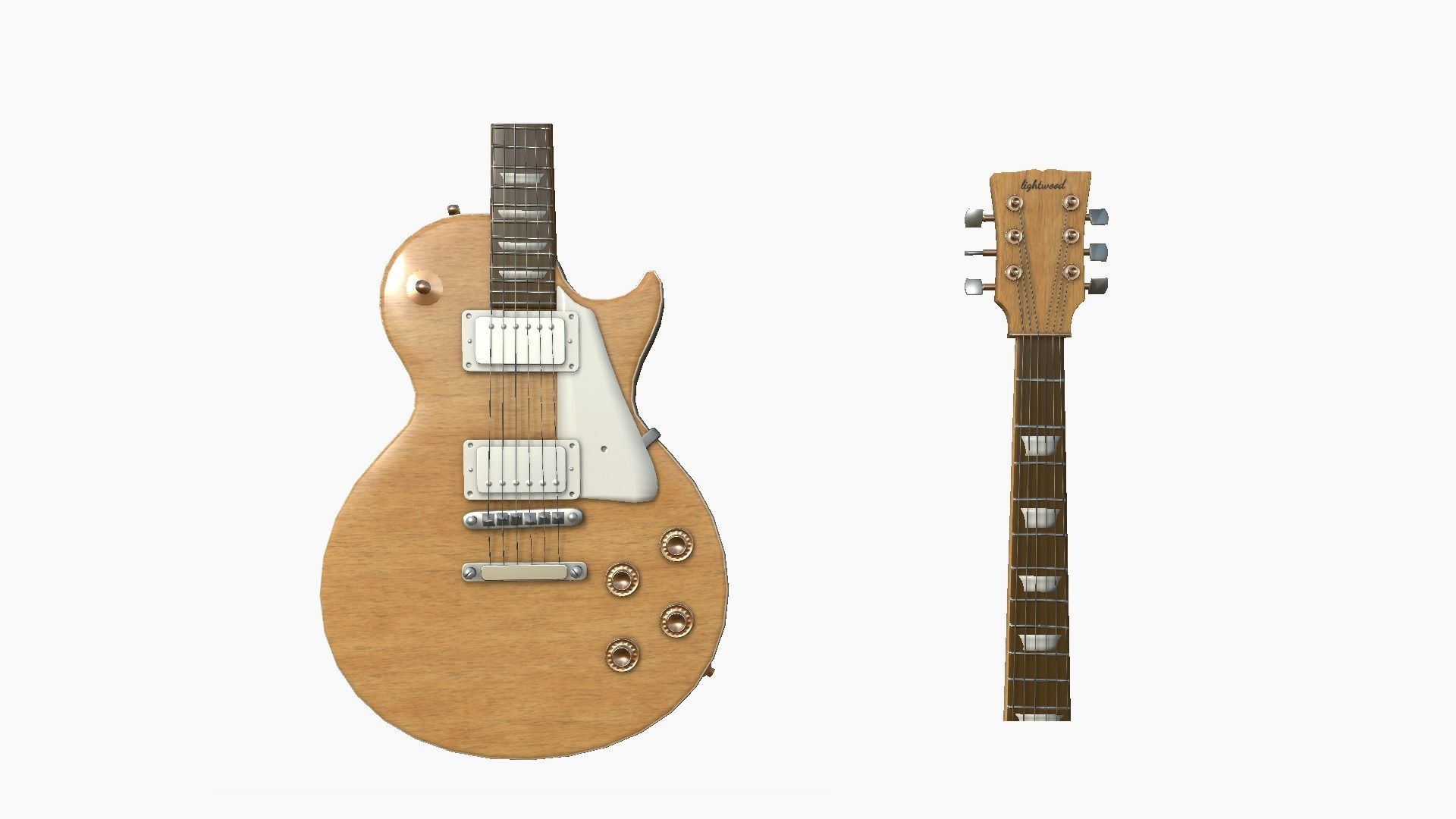 Electric Guitar C03 Light Wood - Music Instrument Design Low-poly 3D model_5