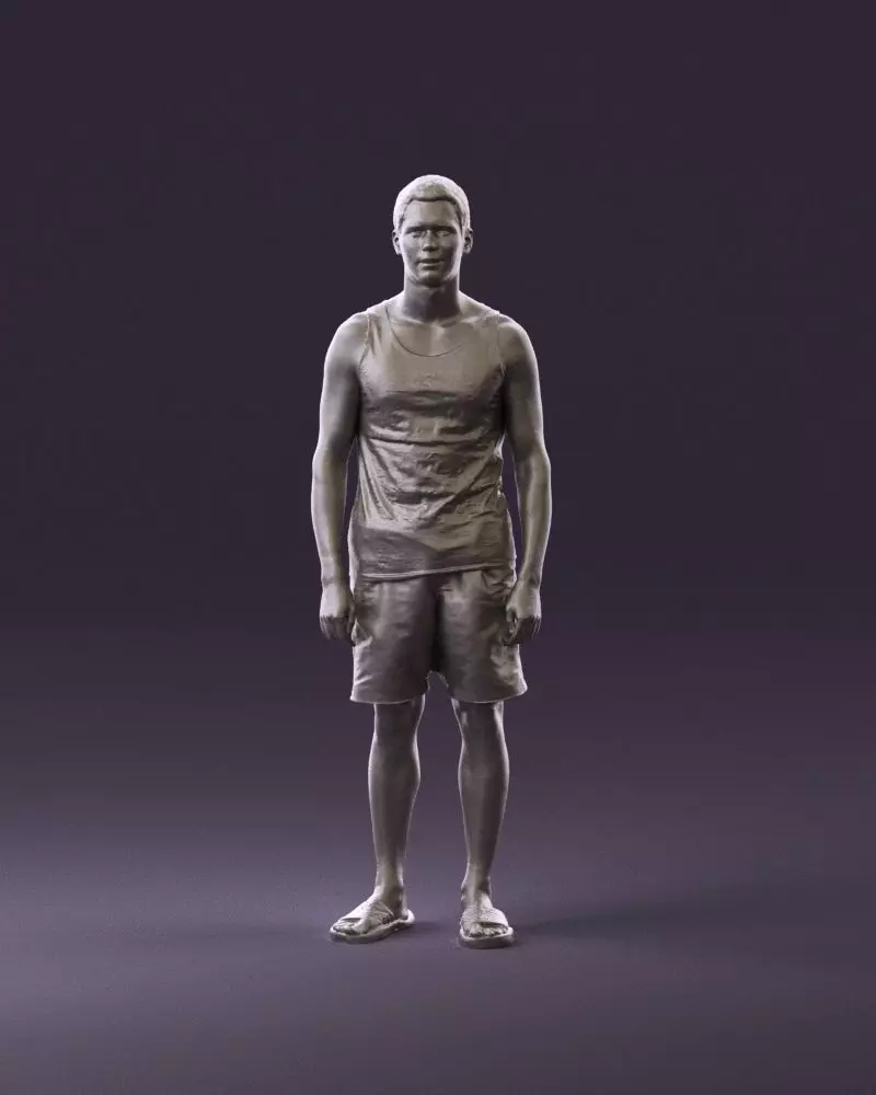 001018 man in orange shorts with a t-shirt 3D Print Ready 3D print model_0