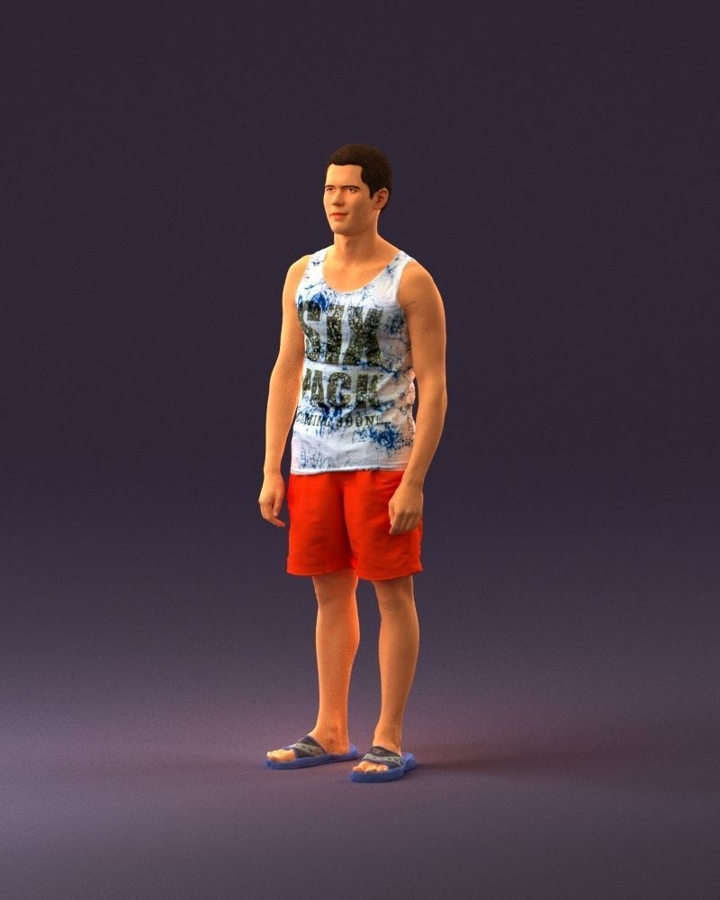 001018 man in orange shorts with a t-shirt 3D Print Ready 3D print model_22