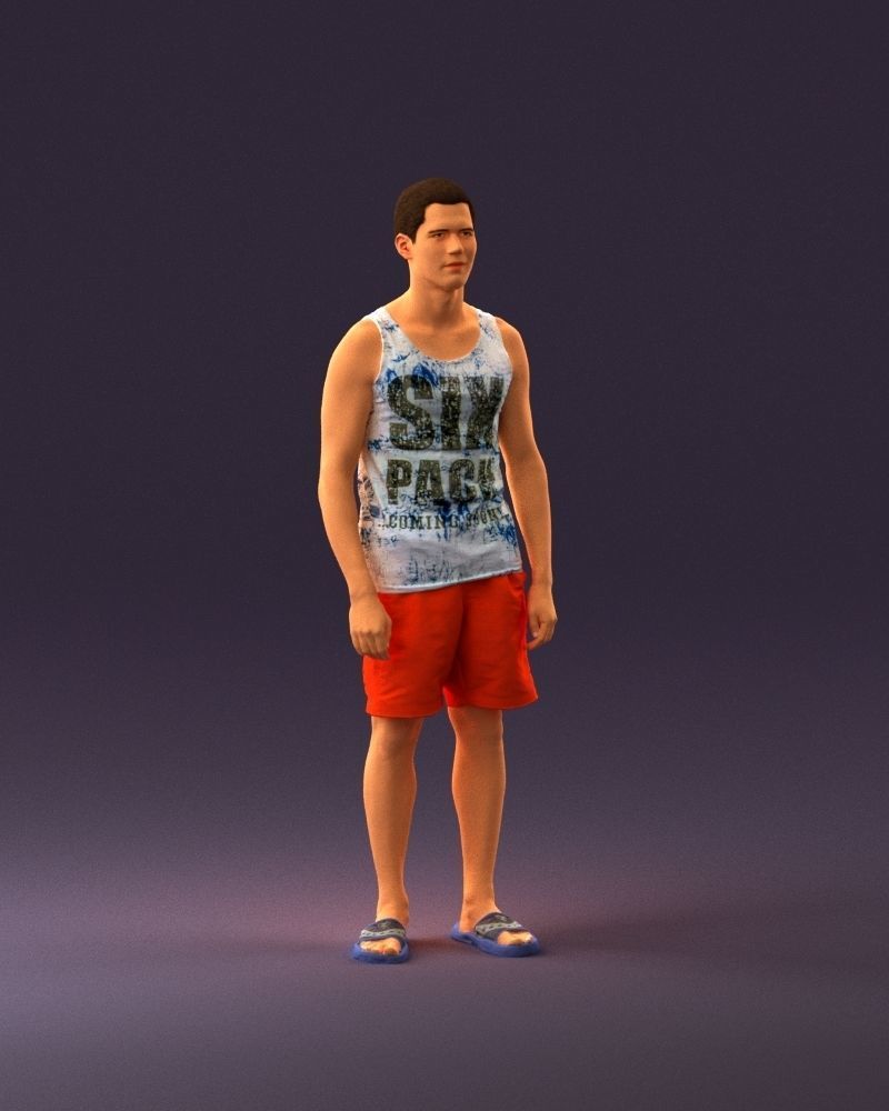 001018 man in orange shorts with a t-shirt 3D Print Ready 3D print model_14
