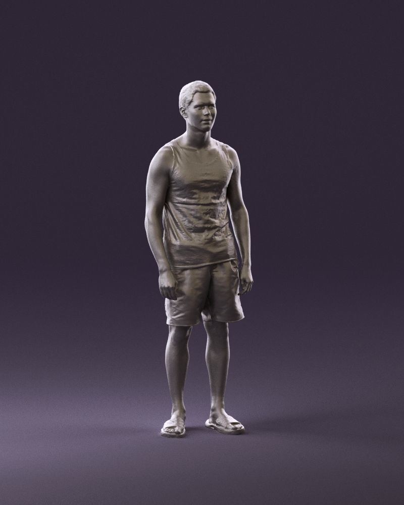 001018 man in orange shorts with a t-shirt 3D Print Ready 3D print model_2