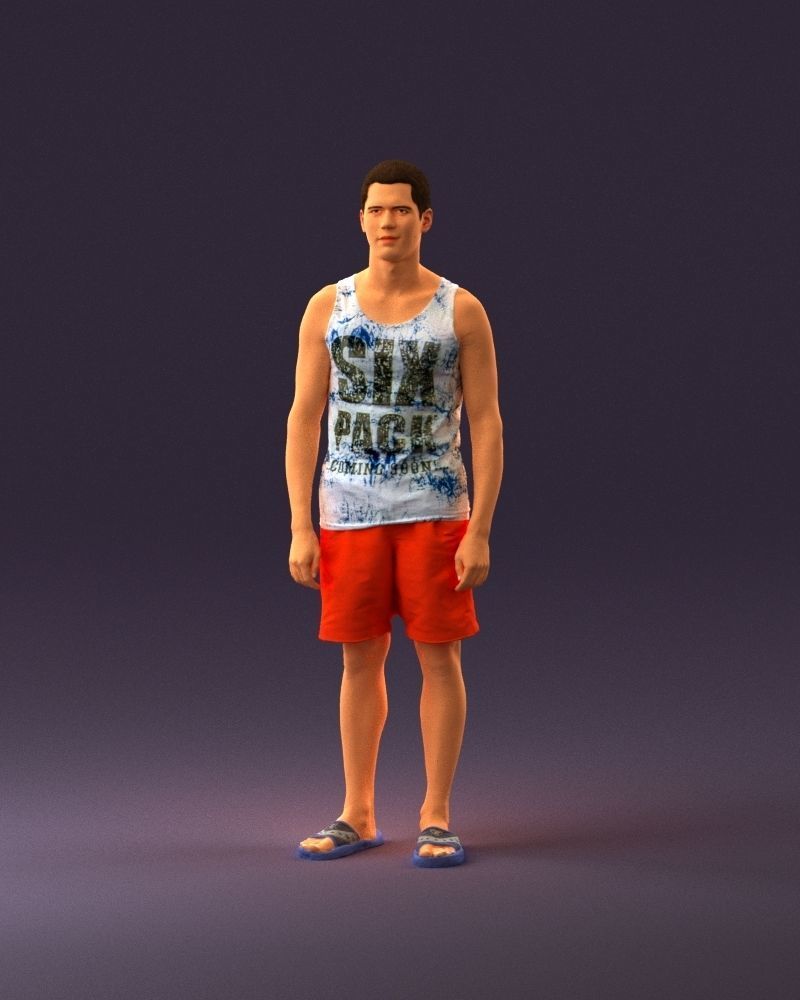 001018 man in orange shorts with a t-shirt 3D Print Ready 3D print model_23