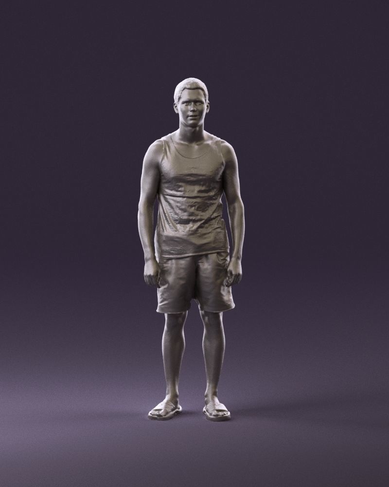 001018 man in orange shorts with a t-shirt 3D Print Ready 3D print model_1