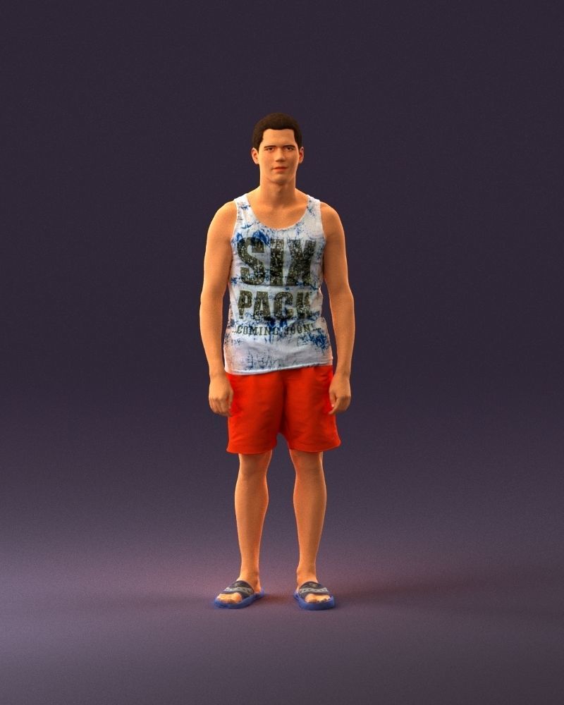 001018 man in orange shorts with a t-shirt 3D Print Ready 3D print model_13