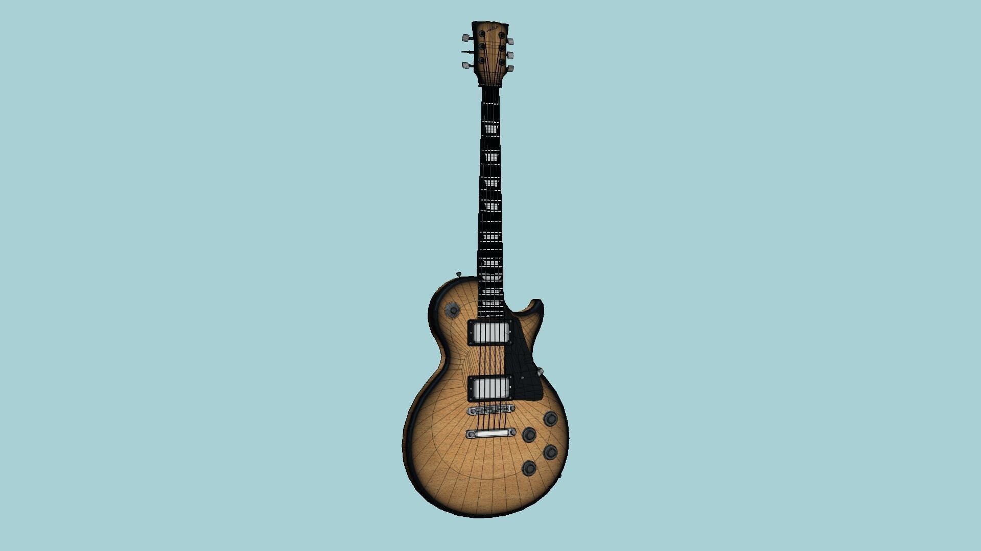 Electric Guitar C04 Wood Black - Music Instrument Design Low-poly 3D model_7