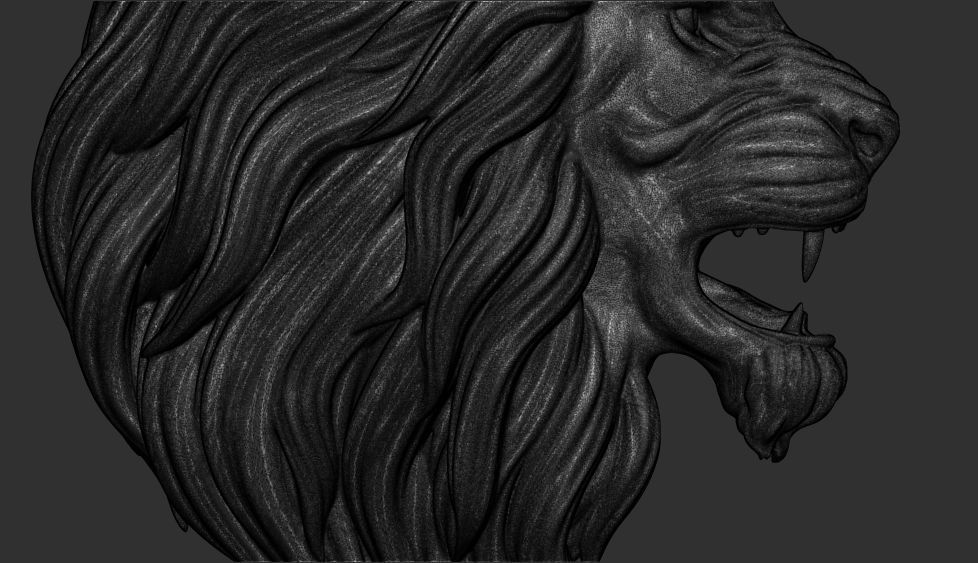 angry lion base relief 3d pendant 3D print model_5