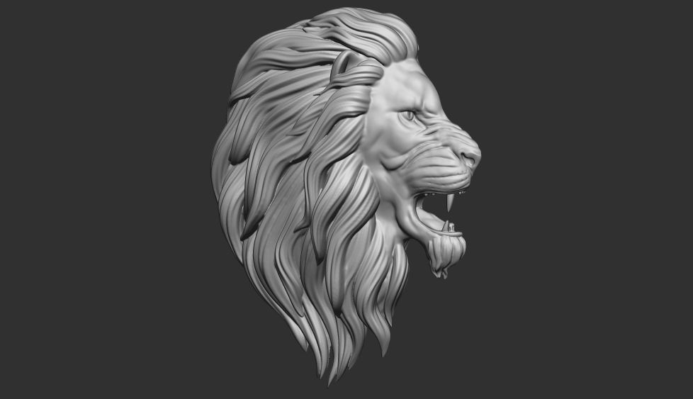 angry lion base relief 3d pendant 3D print model_1