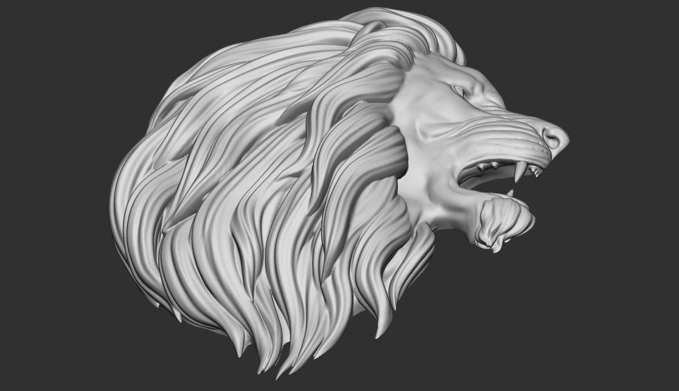 angry lion base relief 3d pendant 3D print model_2
