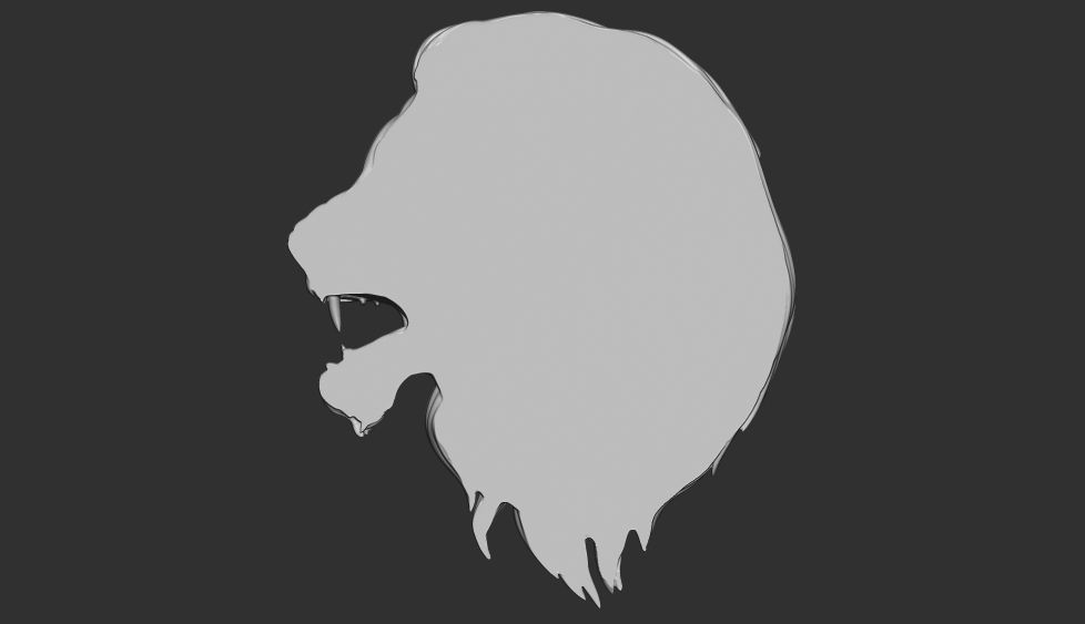 angry lion base relief 3d pendant 3D print model_3