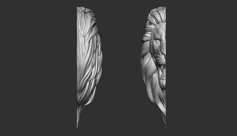 angry lion base relief 3d pendant 3D print model_4