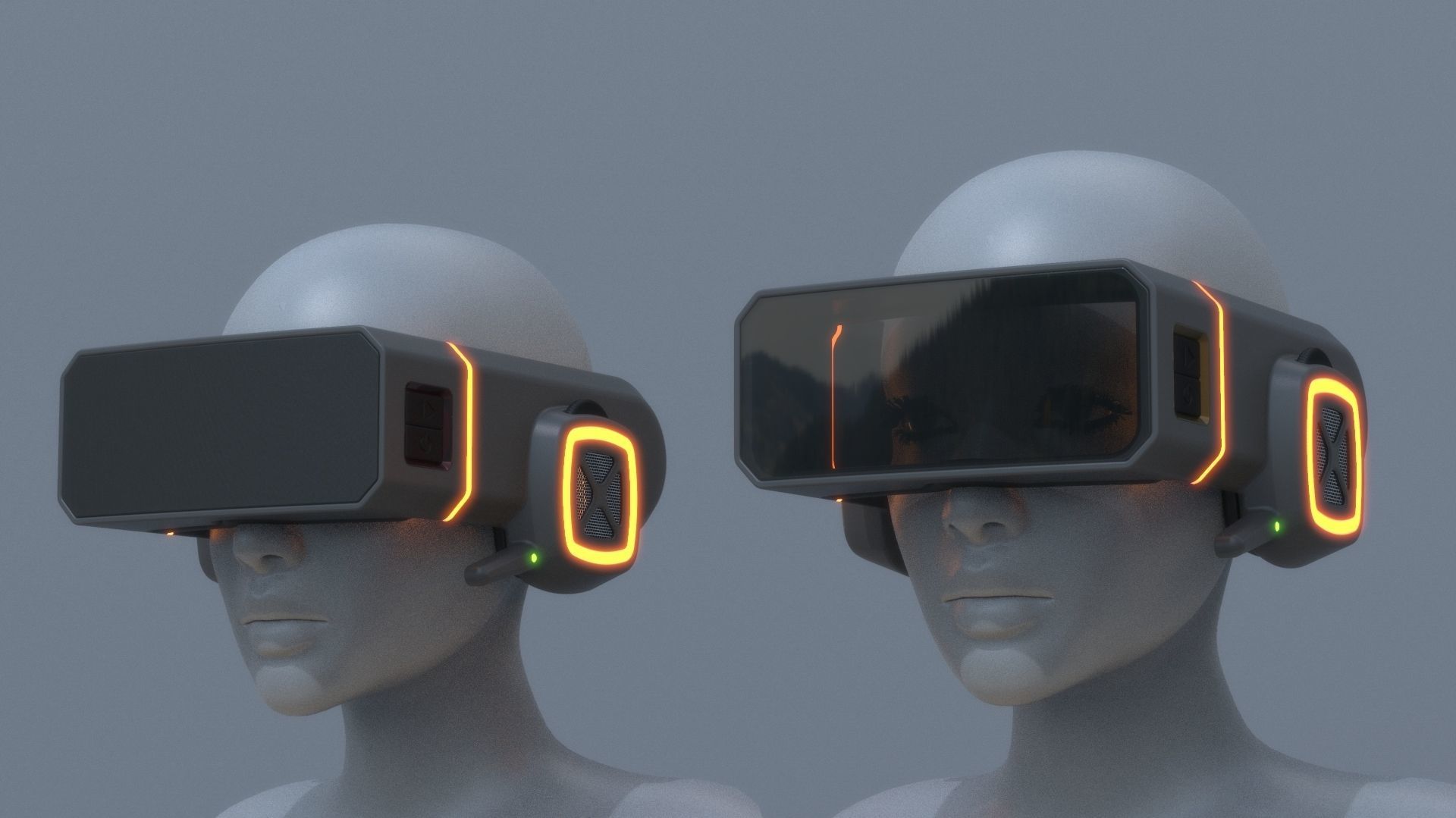 Sci Fi VR AR Headset Glasses 3D model_1