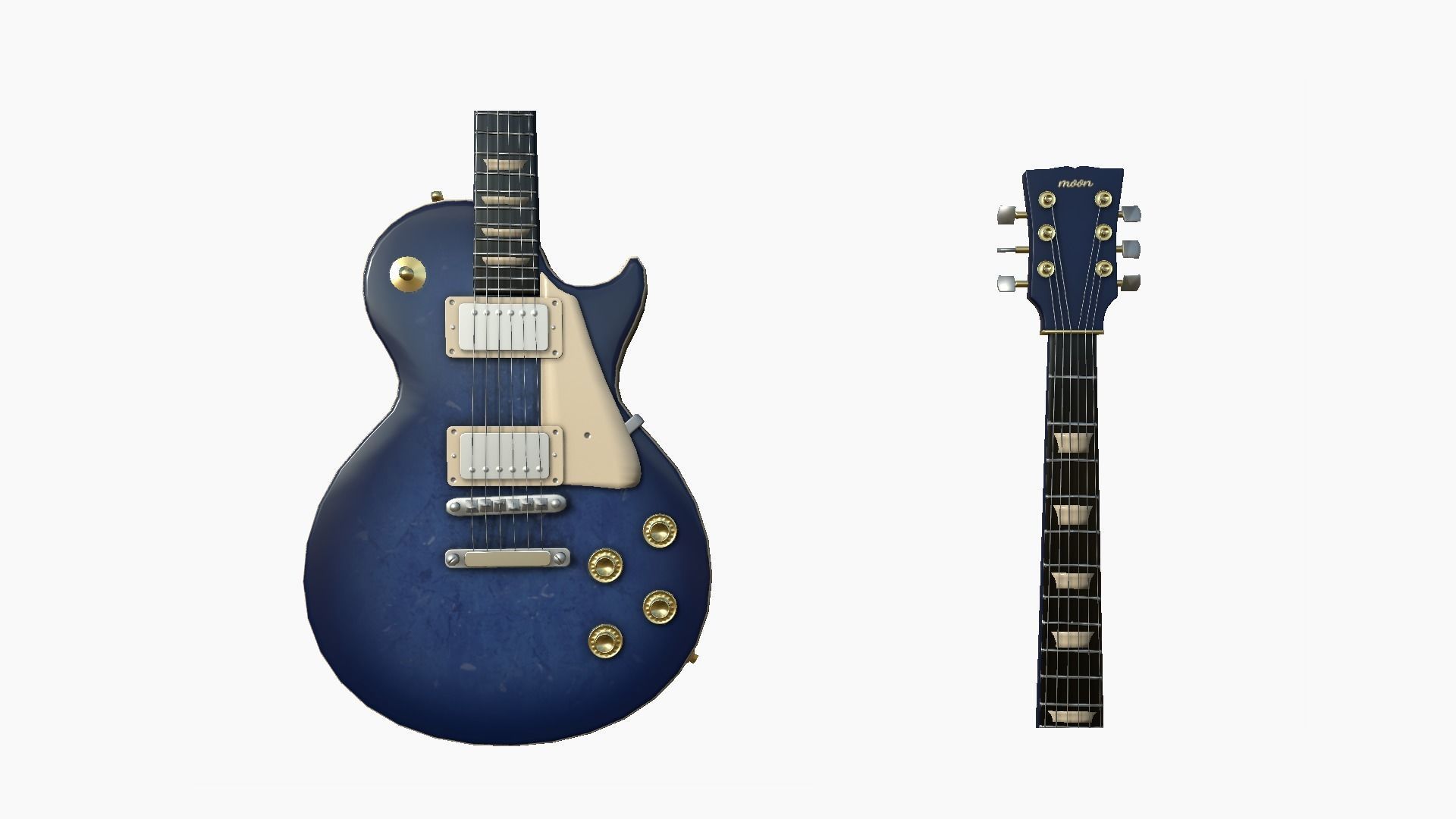 Electric Guitar C07 Blue - Music Instrument Design Low-poly 3D model_5