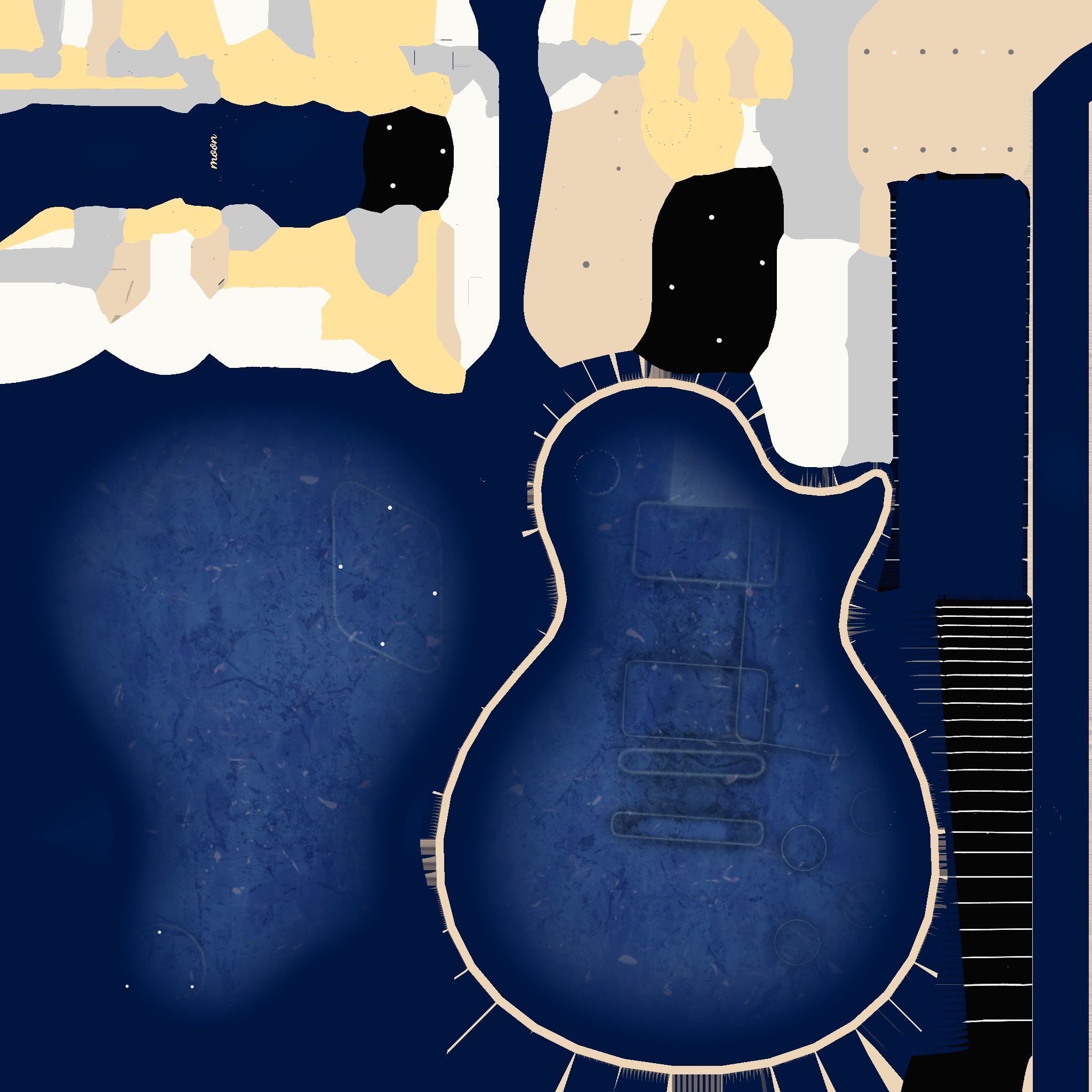 Electric Guitar C07 Blue - Music Instrument Design Low-poly 3D model_20
