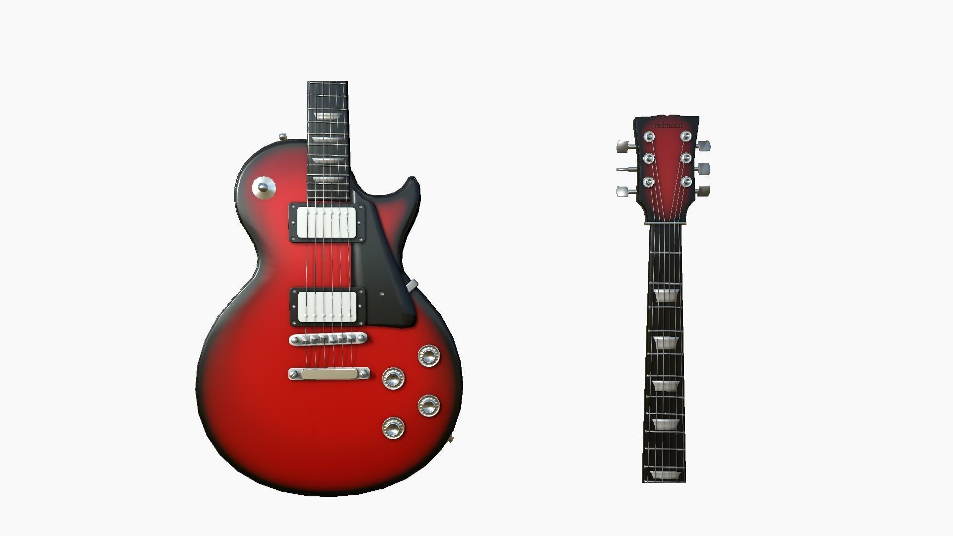 Electric Guitar C09 Red - Music Instrument Design Low-poly 3D model_5