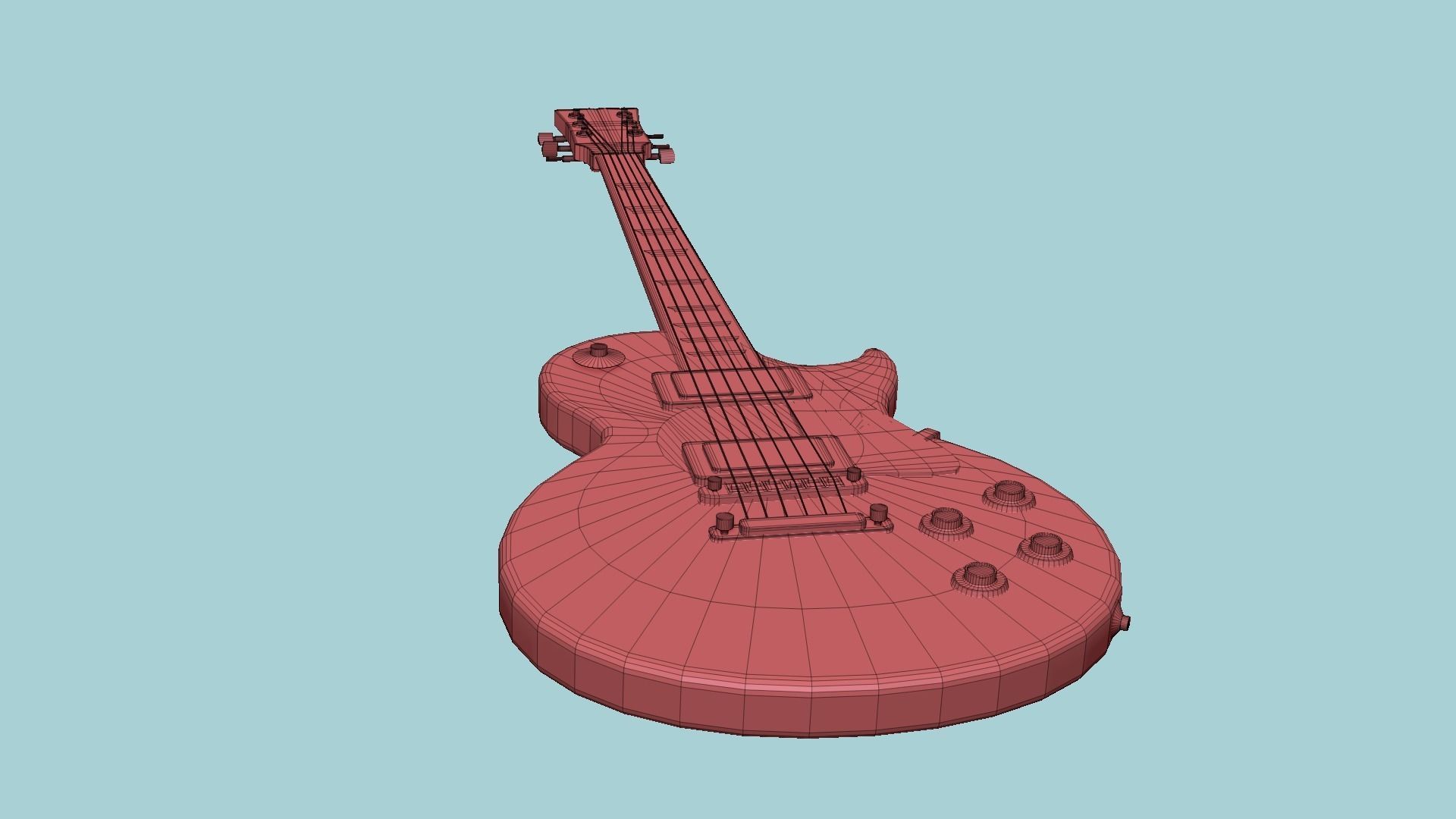 Electric Guitar C09 Red - Music Instrument Design Low-poly 3D model_15