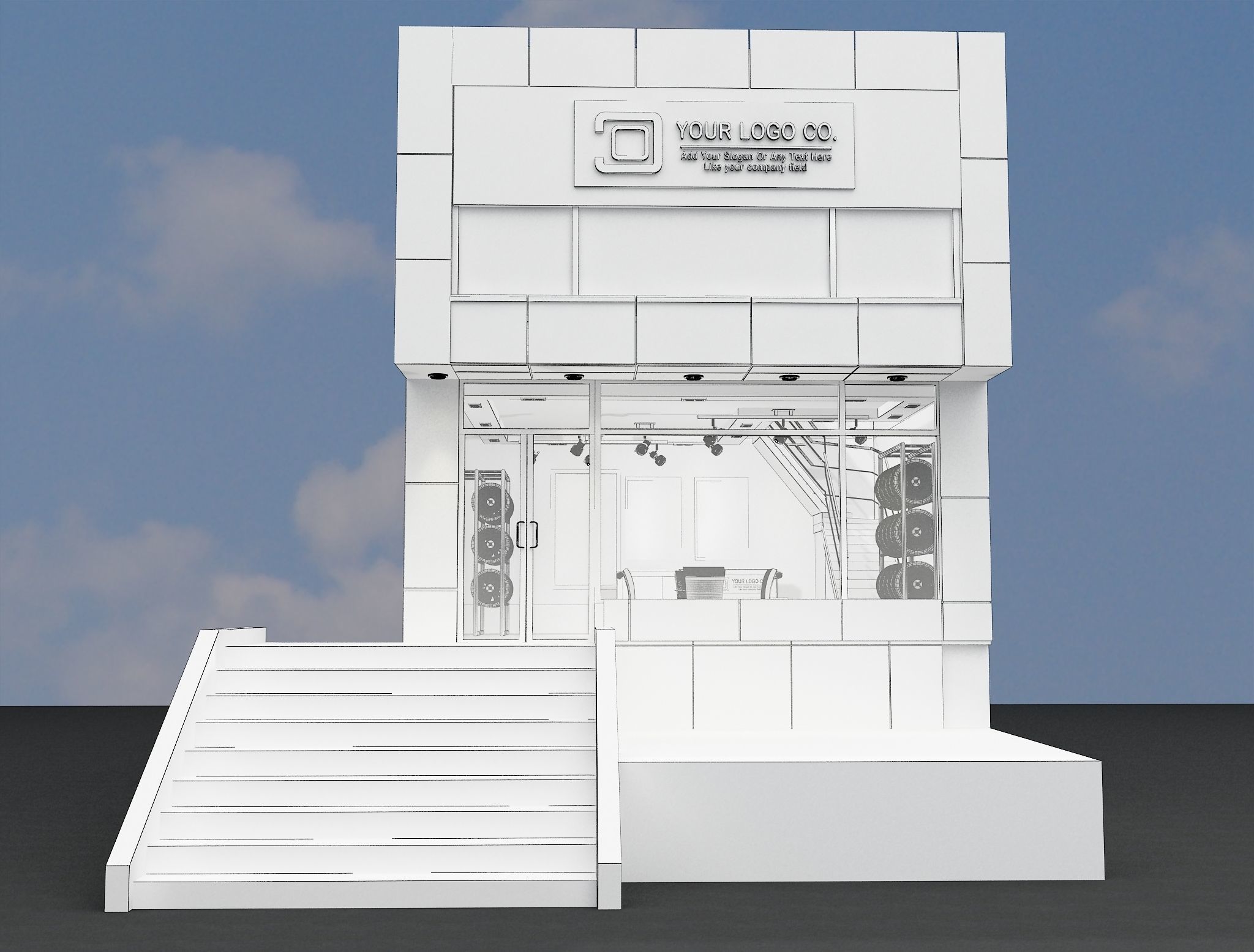 Car service entrance logo sign a610 3D model_7