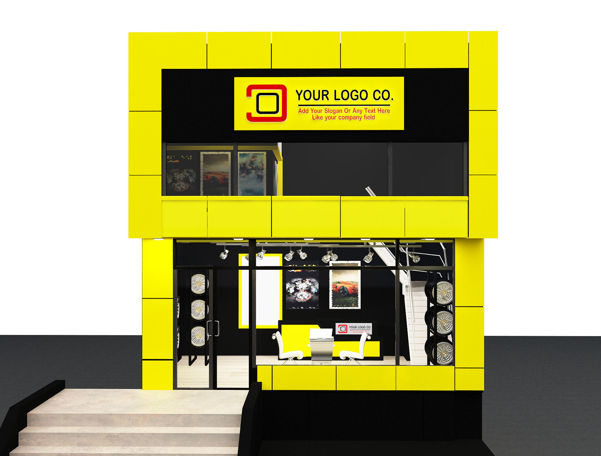 Car service entrance logo sign a610 3D model_8