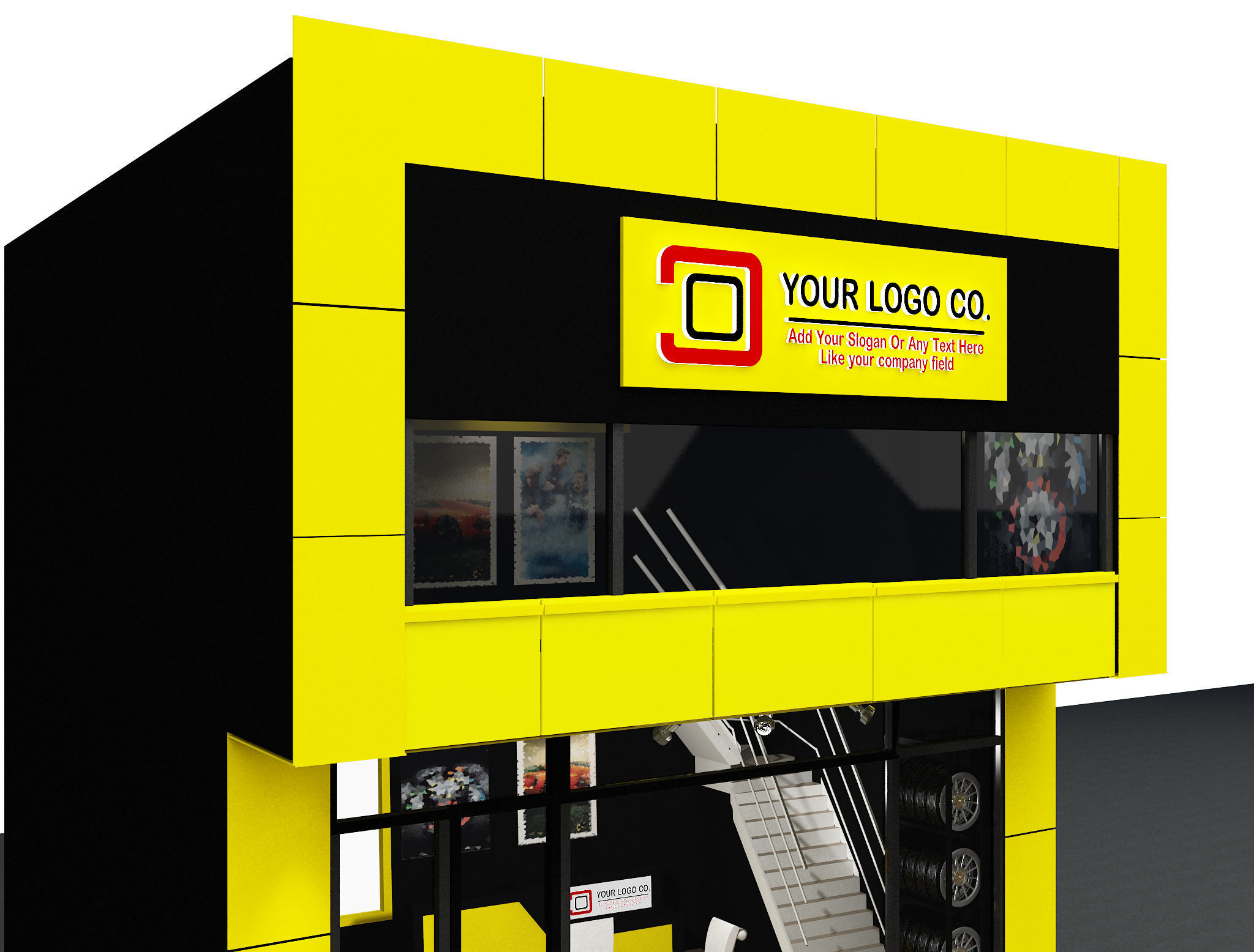 Car service entrance logo sign a610 3D model_10