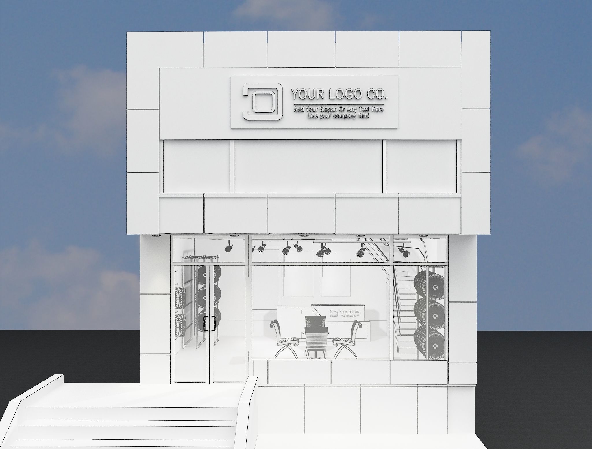 Car service entrance logo sign a610 3D model_9