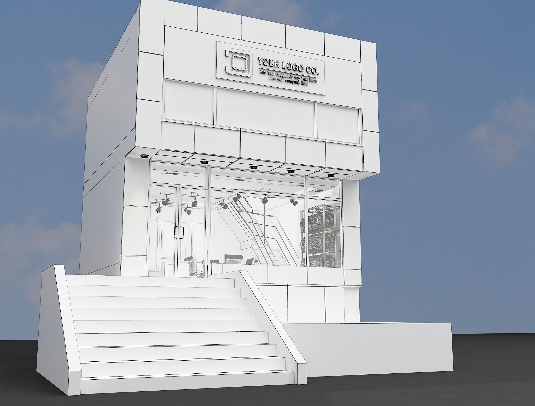 Car service entrance logo sign a610 3D model_1