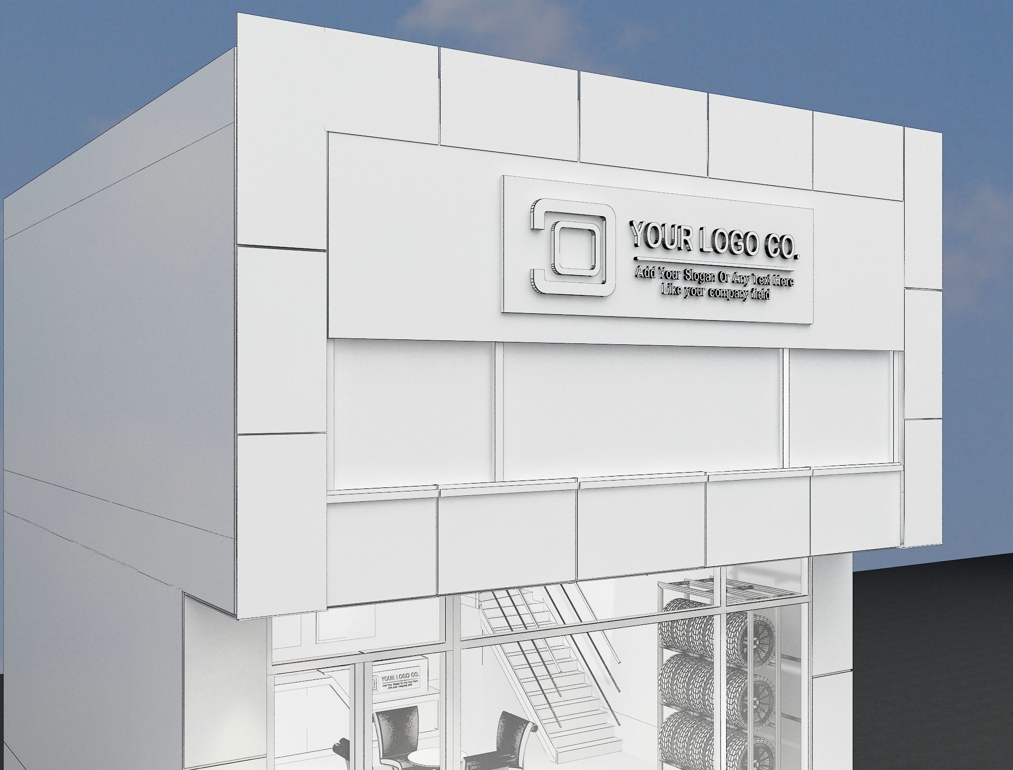 Car service entrance logo sign a610 3D model_11