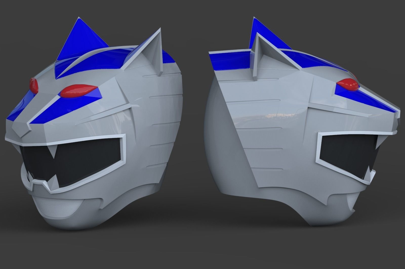 Gao Ranger Silver Helmet 3D print model_1
