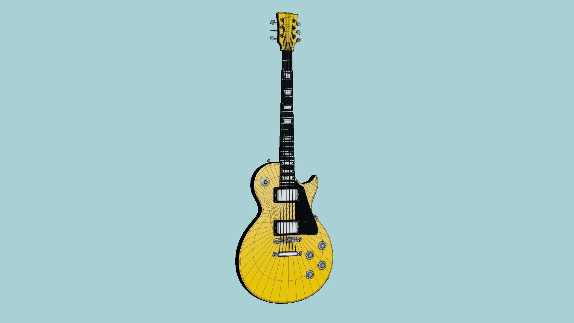 Electric Guitar C10 Yellow - Music Instrument Design Low-poly 3D model_7