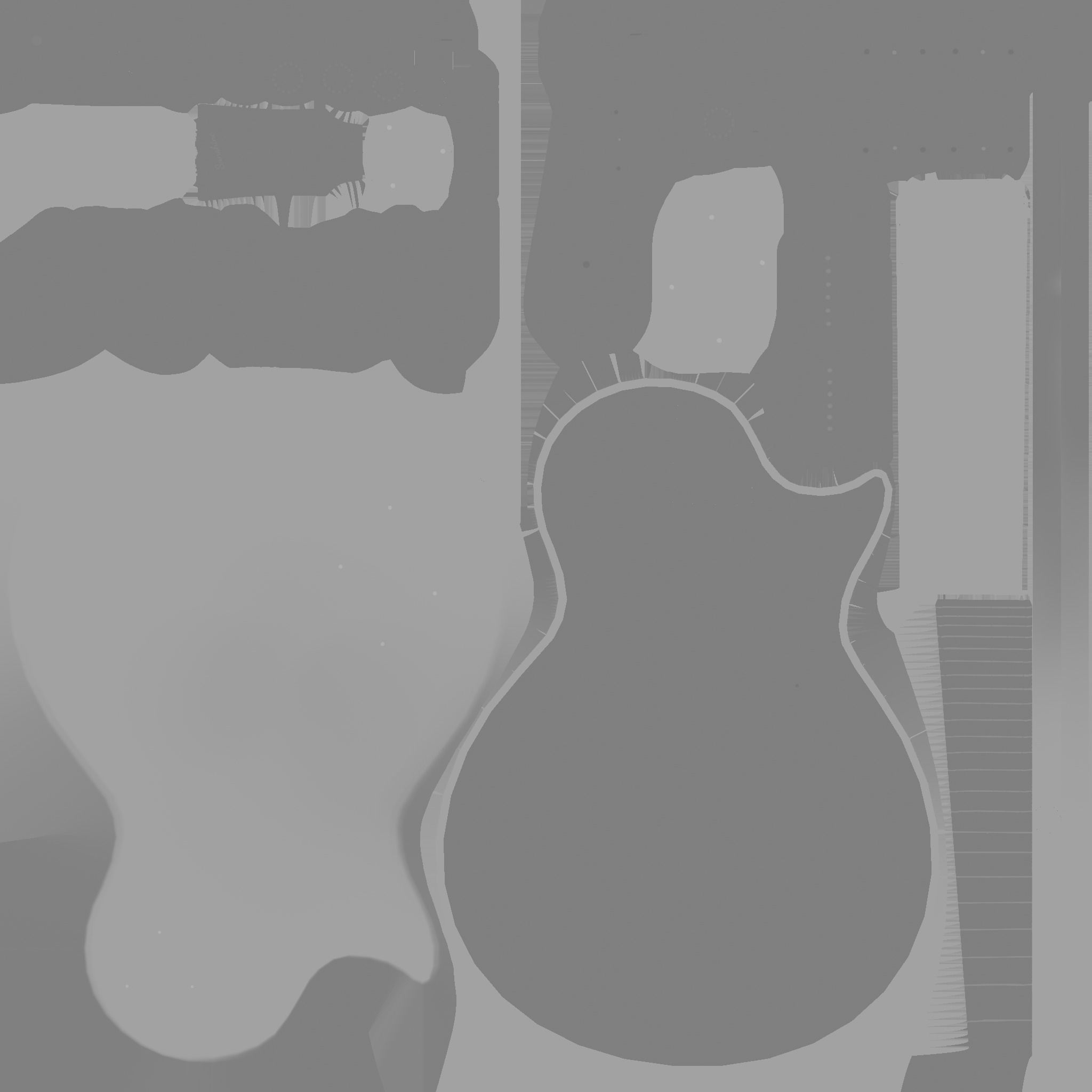 Electric Guitar C10 Yellow - Music Instrument Design Low-poly 3D model_21