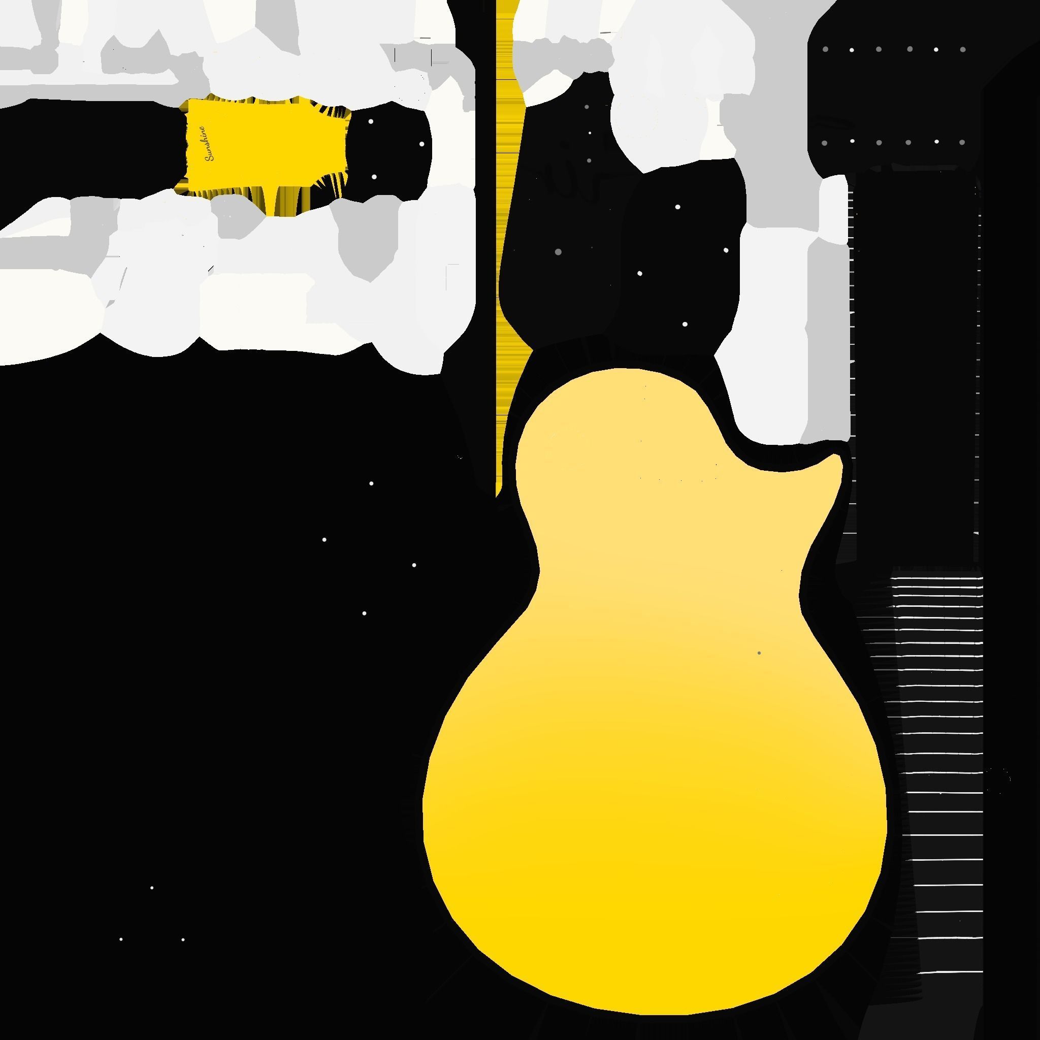 Electric Guitar C10 Yellow - Music Instrument Design Low-poly 3D model_20