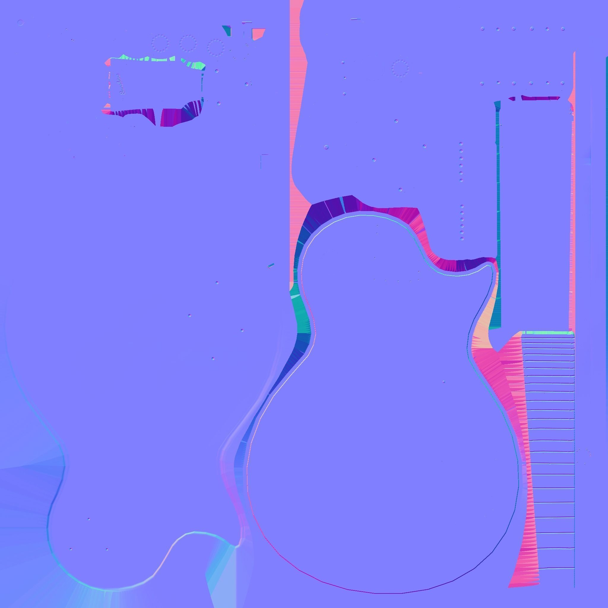 Electric Guitar C10 Yellow - Music Instrument Design Low-poly 3D model_23