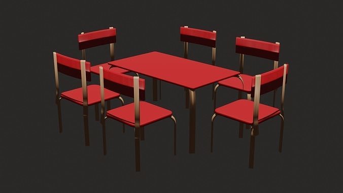 3D model Table and Chair Set VR / AR / low-poly | CGTrader