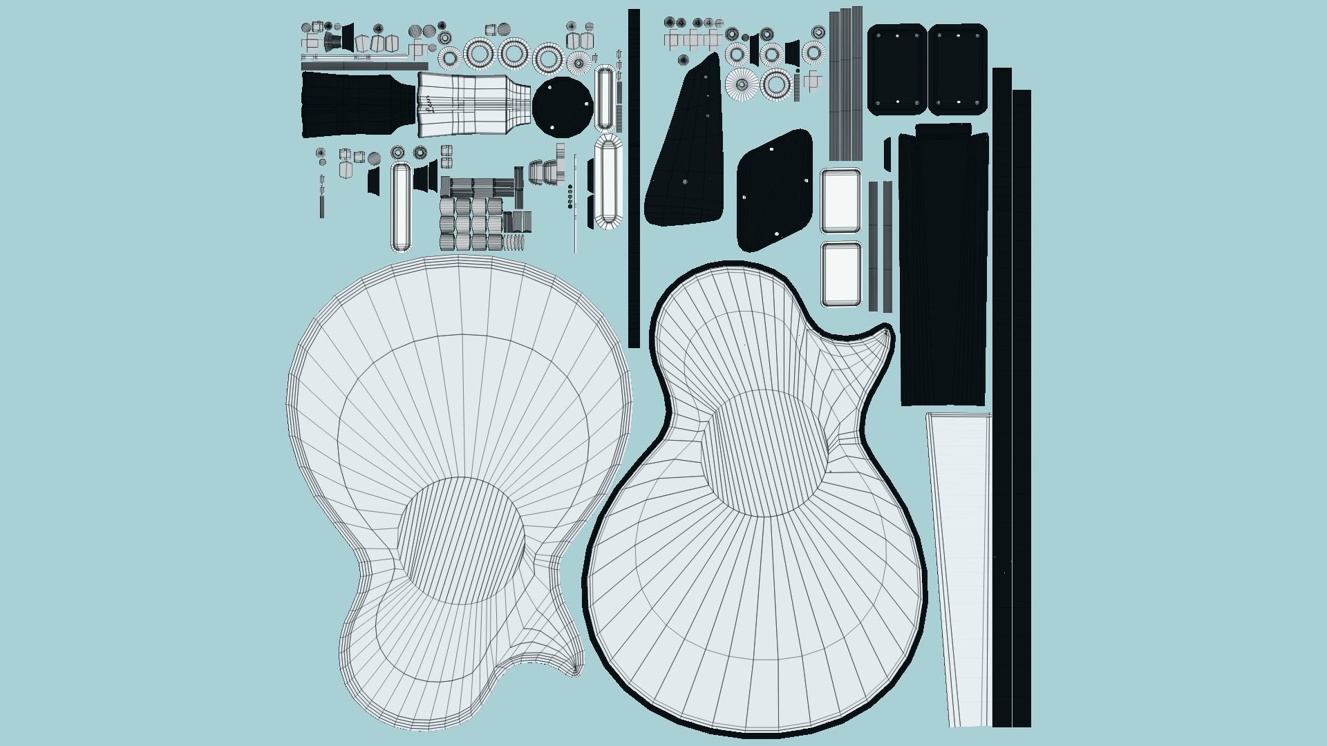 Electric Guitar C06 White - Music Instrument Design Low-poly 3D model_6