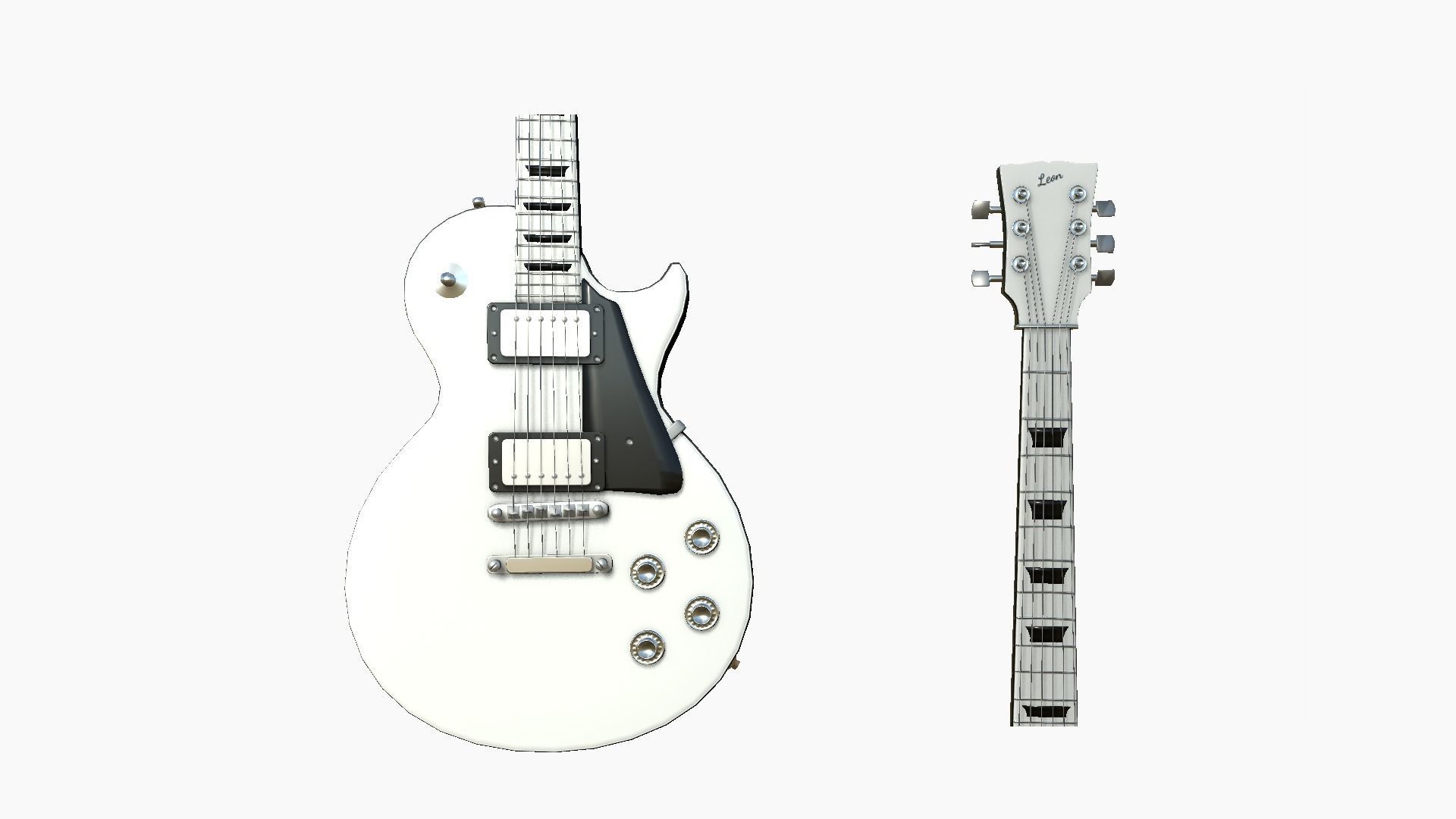 Electric Guitar C06 White - Music Instrument Design Low-poly 3D model_5