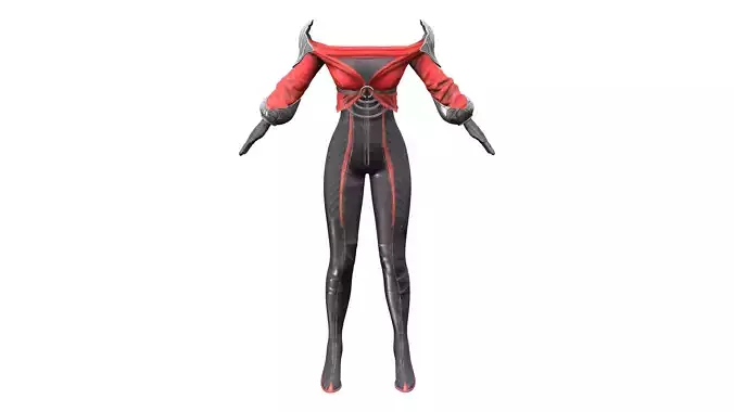 Crimson Black Warrior Armour Bodysuit