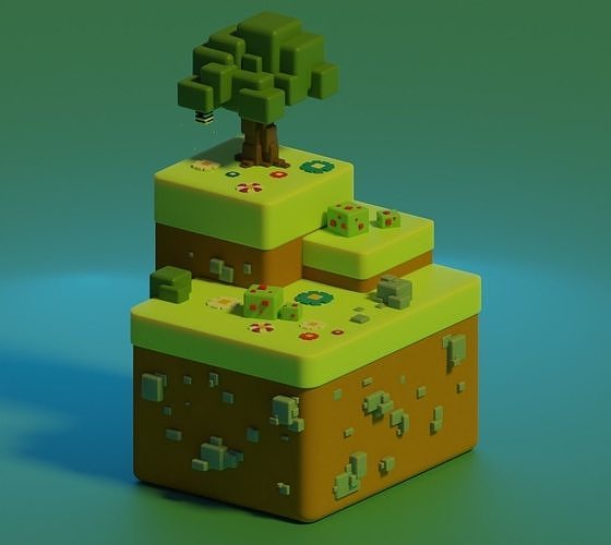 Low polygonal island ready to game Low-poly 3D model