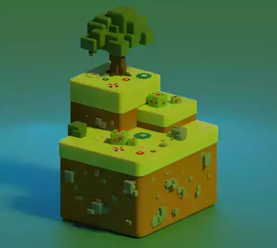 Low polygonal island ready to game Low-poly 3D model