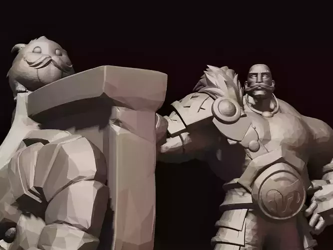 BRAUM WITH STAND AND LOL LOGO Free 3D print model
