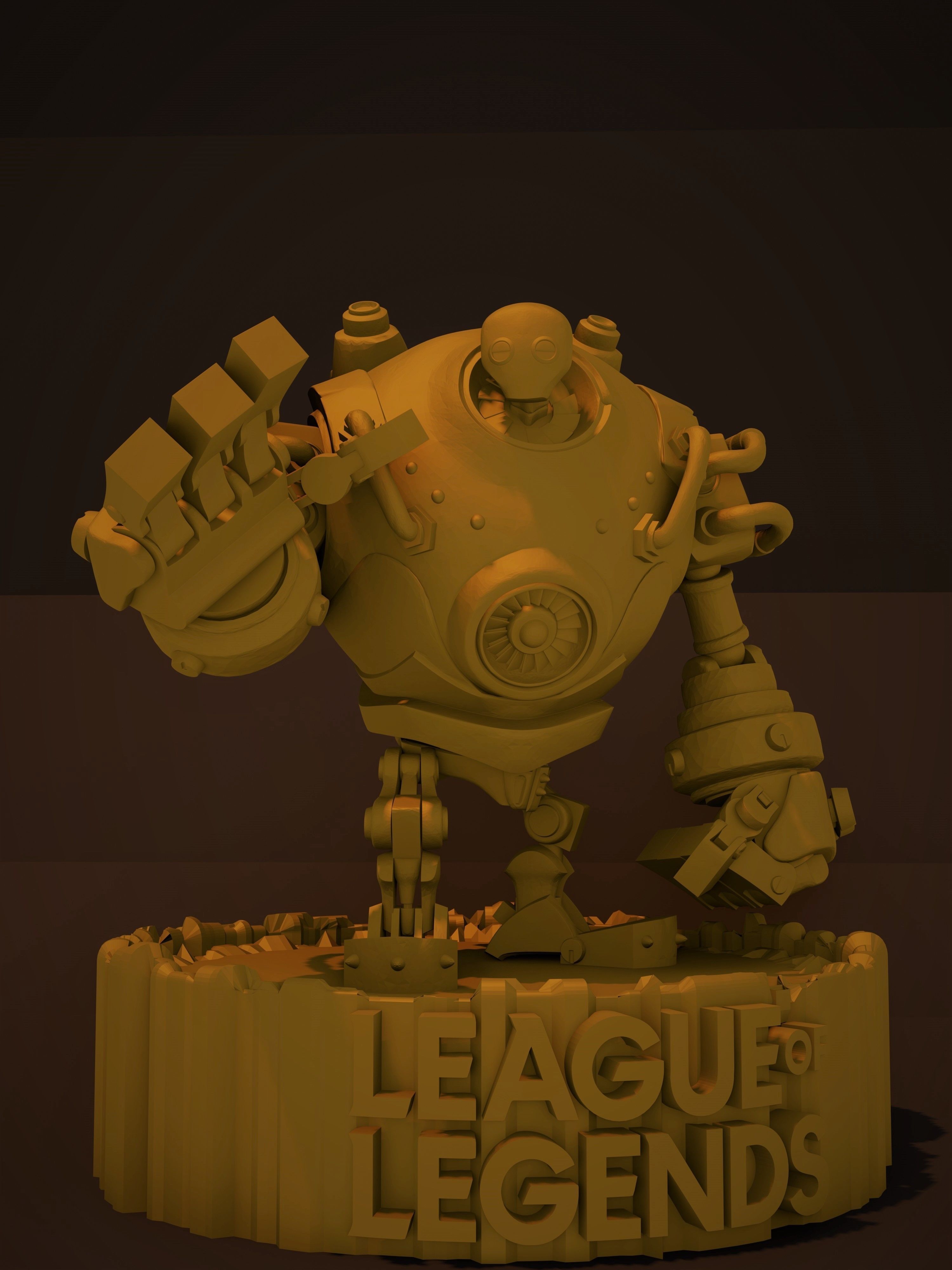 UPDATED BLITZCRANK V2 WITH STAND AND LOL LOGO Free 3D print model_1