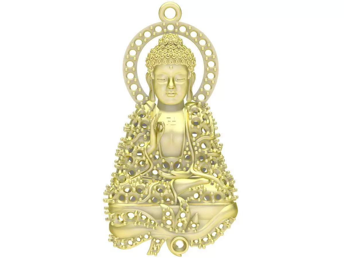 Luxury Buddhist Deity Pendant with Halo Design 3342 3D print model