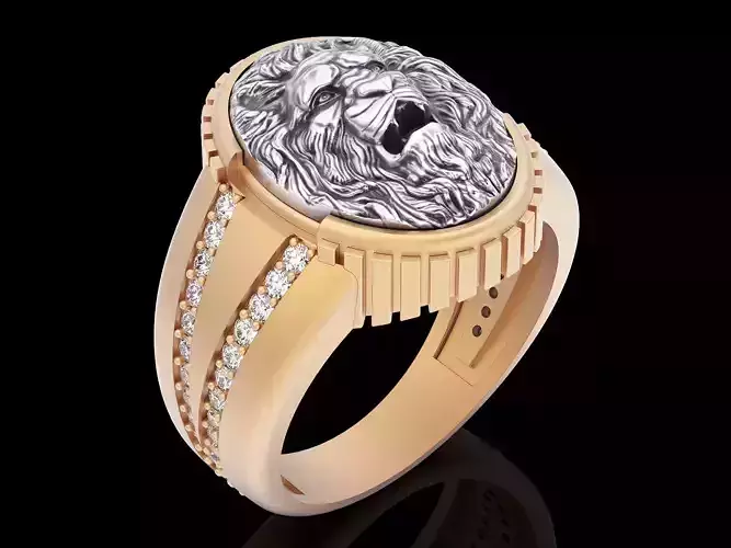 Lion ring silver gold  jewelry printable 3D model