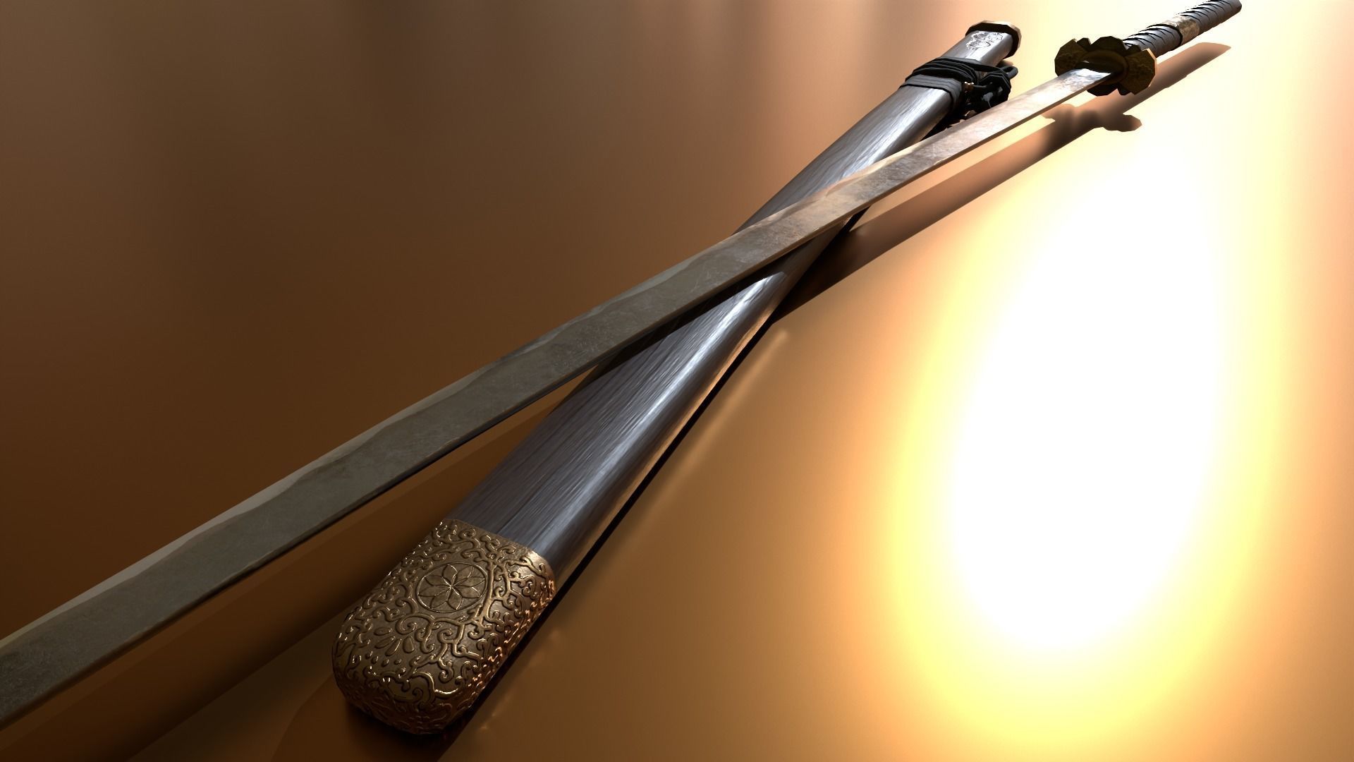 Katana - Sword Low-poly 3D model_6