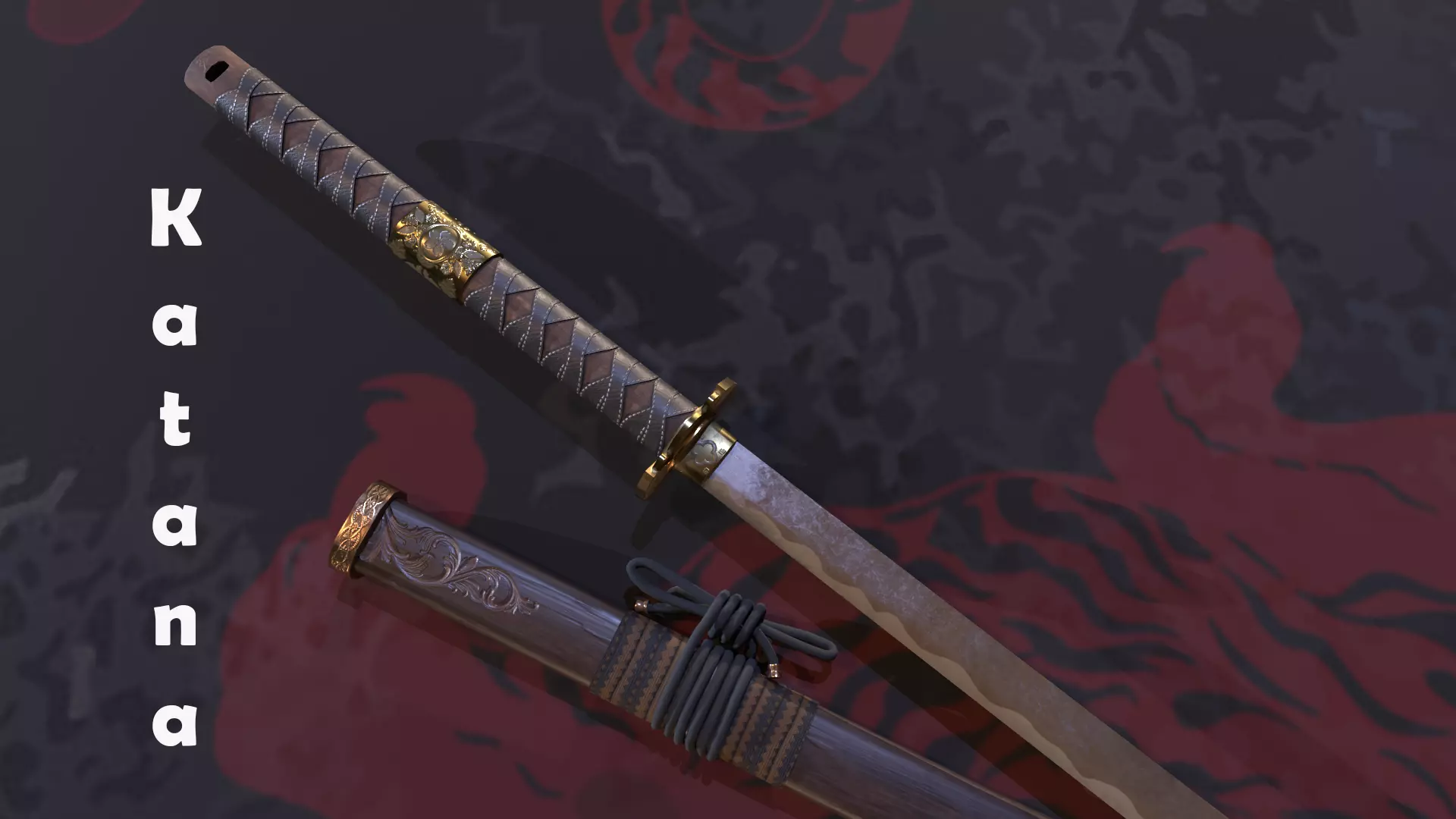 Katana - Sword Low-poly 3D model_0