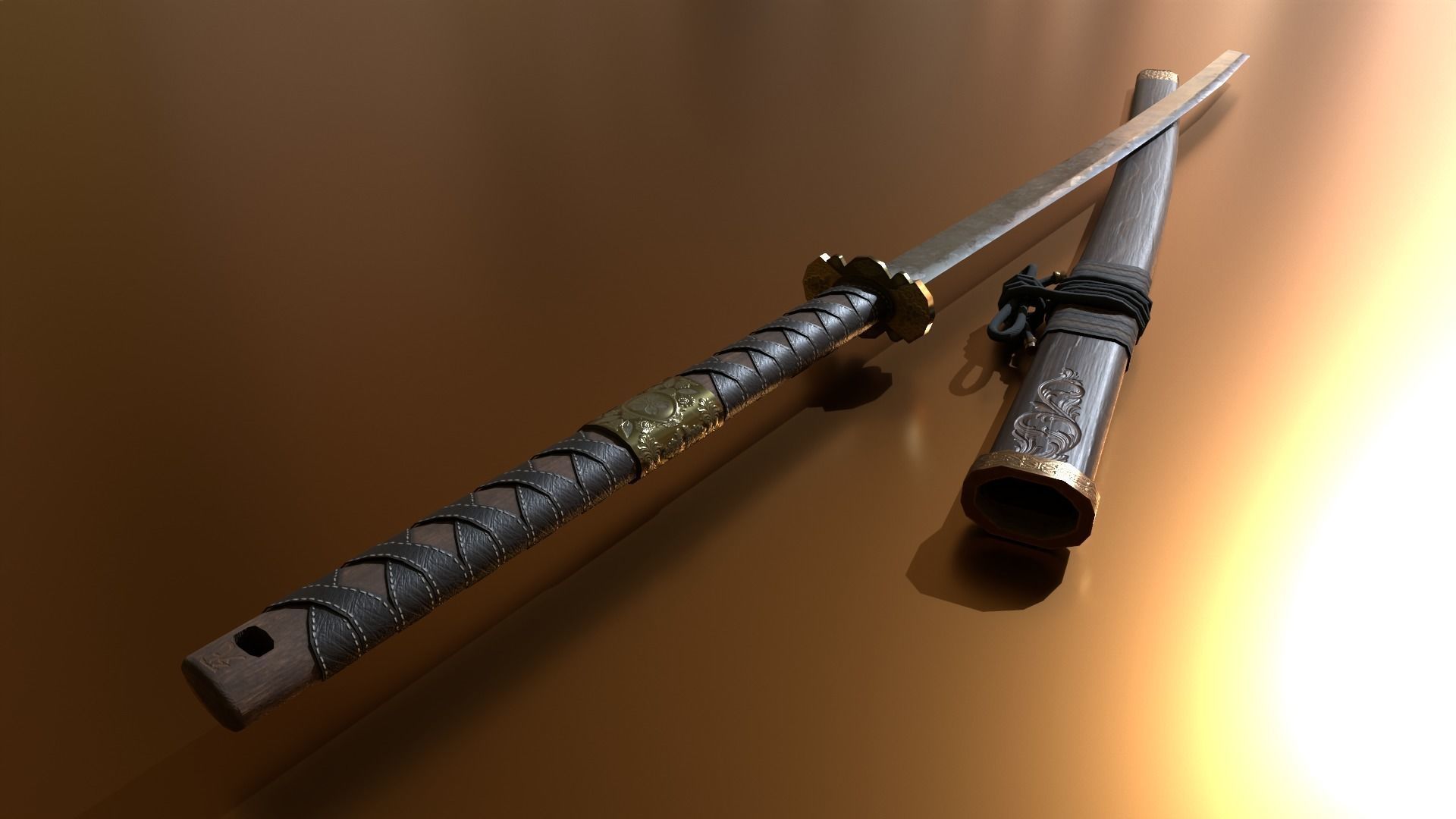 Katana - Sword Low-poly 3D model_5