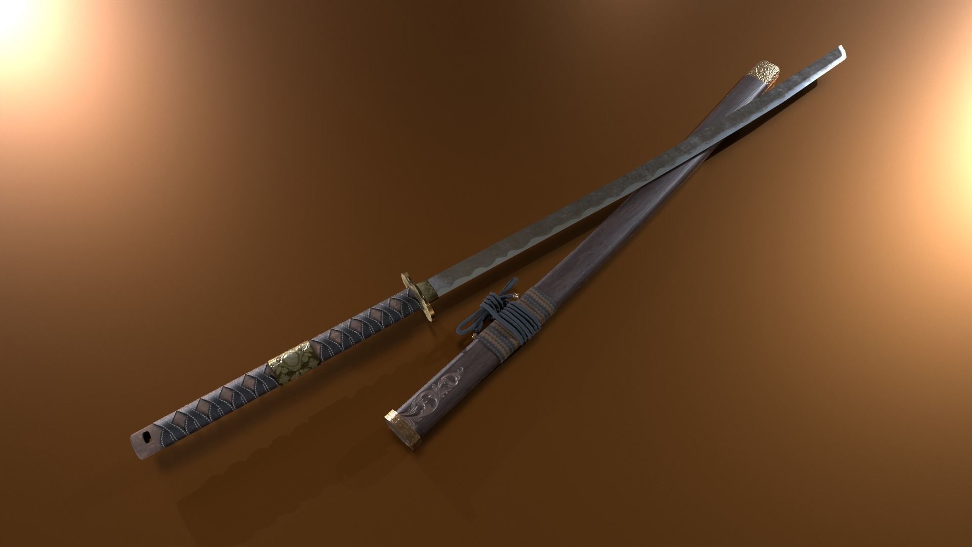 Katana - Sword Low-poly 3D model_7